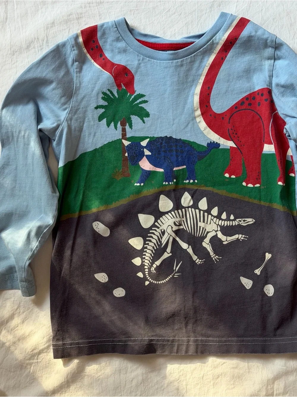 Mini Boden 5-6Y Dinosaur Fossil Graphic Long Sleeve Shirt Blue